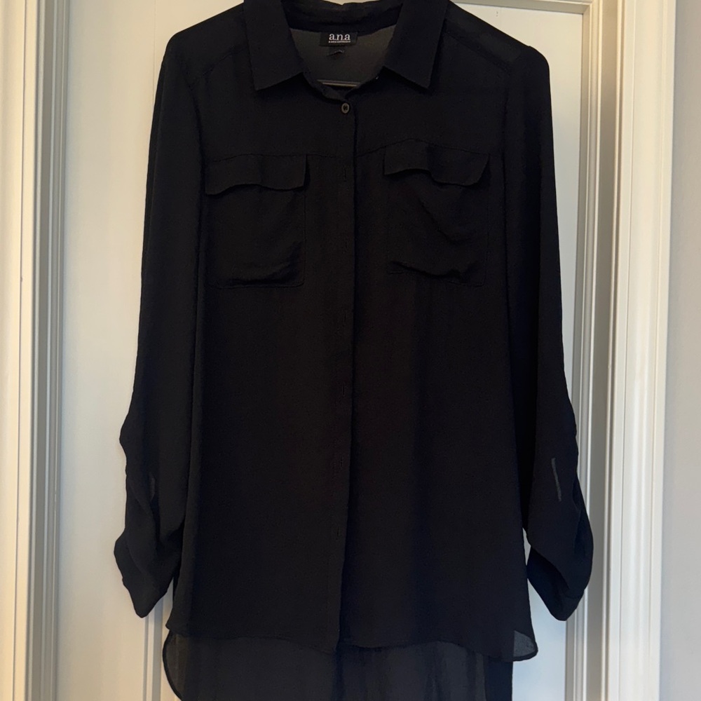 a.n.a Black Sheer Blouse